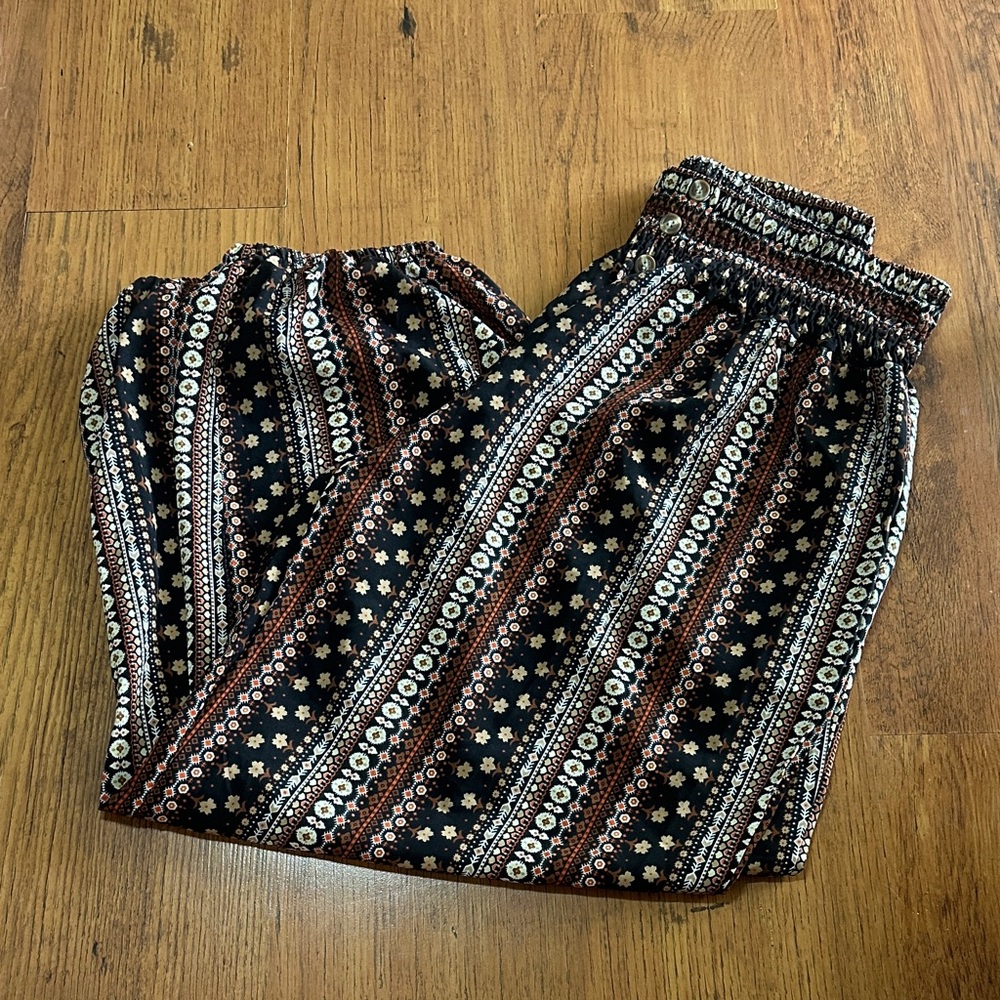 Floral Striped Boho Pants